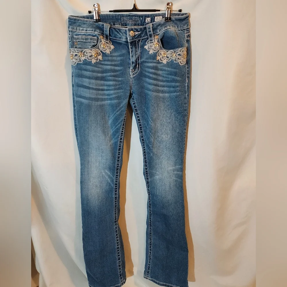 Miss Me Mid-rise Slim Boot Jeans with Intricate Embroidery And Beading - Picture 2 of 10
